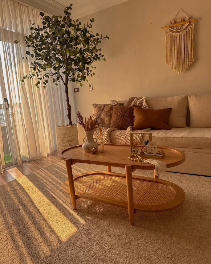 ترابيزه بيضاويه خشب طبيعى 