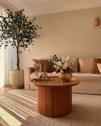 ترابيزه دائرية خشب طبيعى 