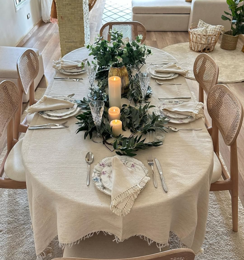 مفرش سفره كتان 7قطع 