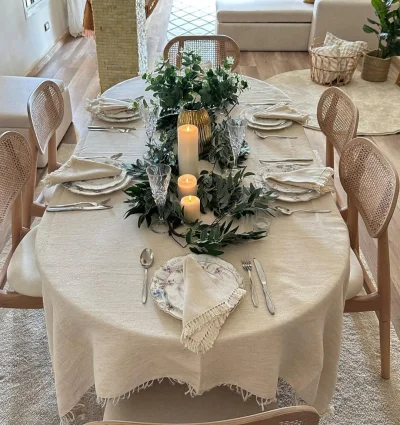 مفرش سفره كتان 7قطع 