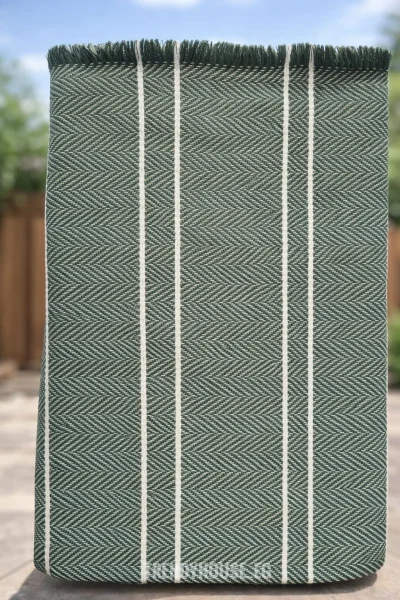 مفرش ركنه زيتي مقلم 