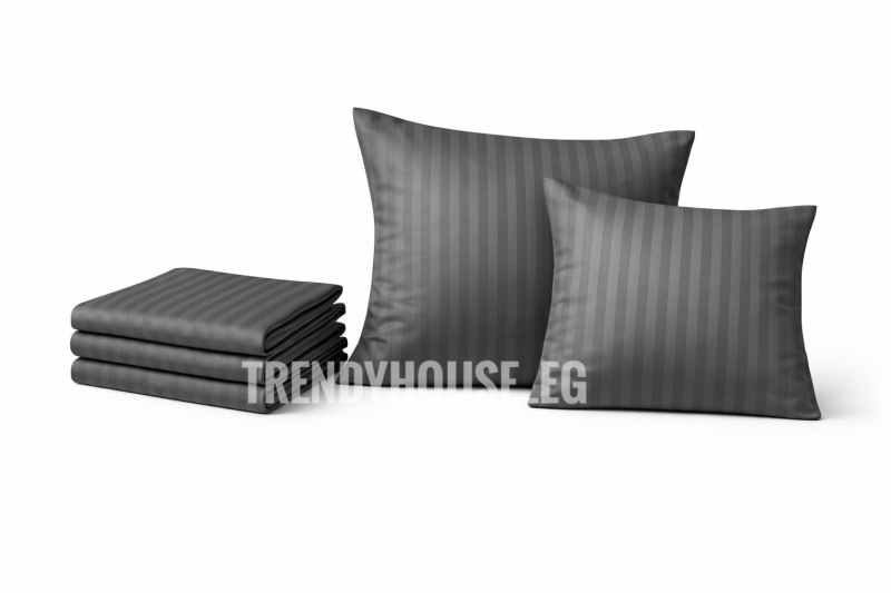 طقم ملايه سرير سترايب رمادي غامق