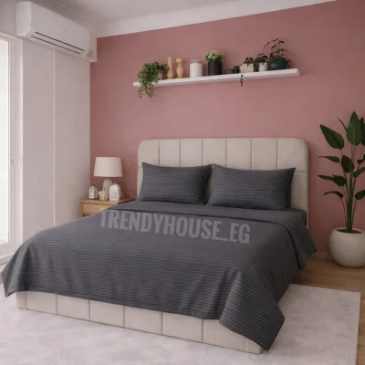 طقم ملايه سرير سترايب رمادي غامق