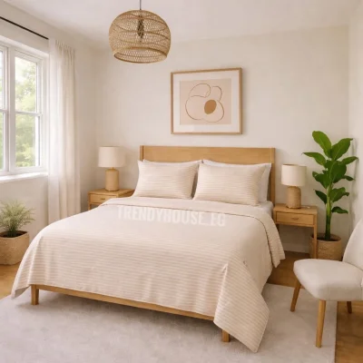 طقم ملايه سرير سترايب بيج