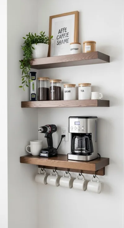 رف دابل طبيعى خشبى  55سم