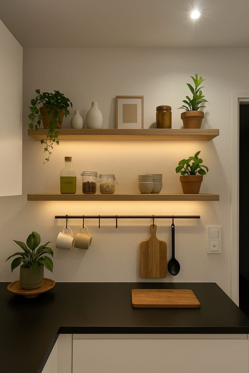 رف دابل طبيعي خشبي 150 سم