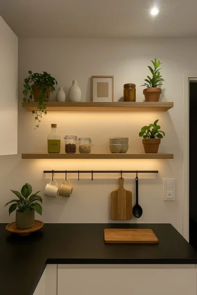 رف دابل طبيعي خشبي 150 سم