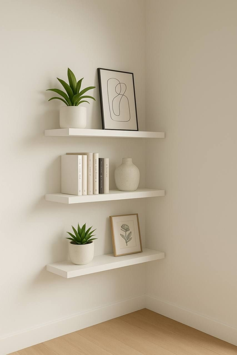 رف دابل طبيعي ابيض 55 سم 