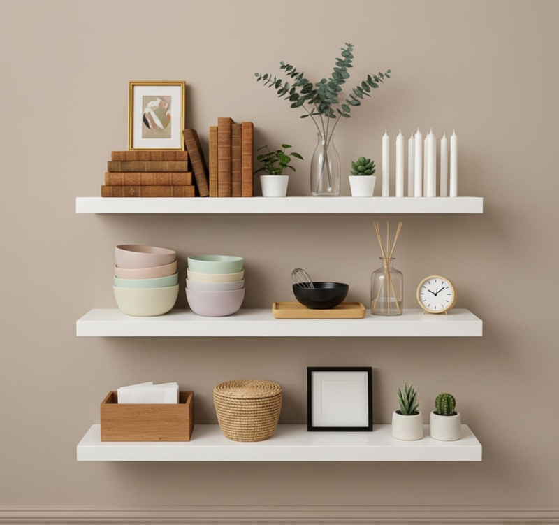 رف دابل طبيعي ابيض 115 سم