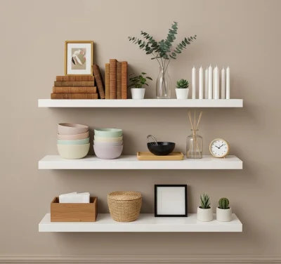 رف دابل طبيعي ابيض 115 سم